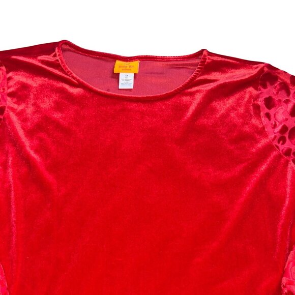 Ruby Rd. Scoop Neck Velvet Sweatshirt W/ Animal Print Sleeves-Red-1X-GUC - Picture 2 of 6